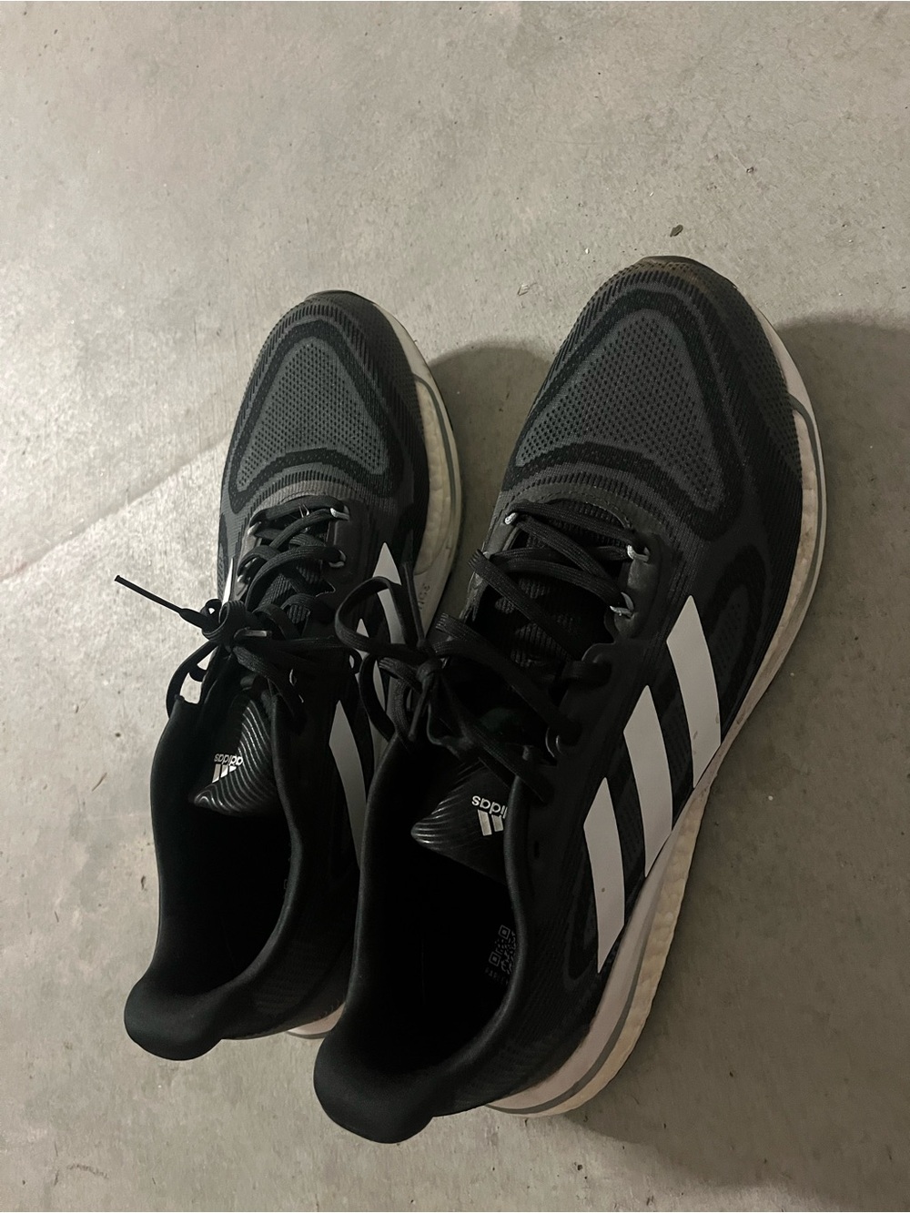 adidas Men’s Black with White Stripes Athletic Running Shoes